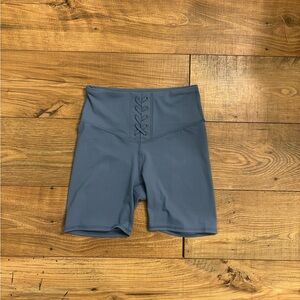 JoyLab Ribbed High-Waist Bike Shorts - Slate Blue